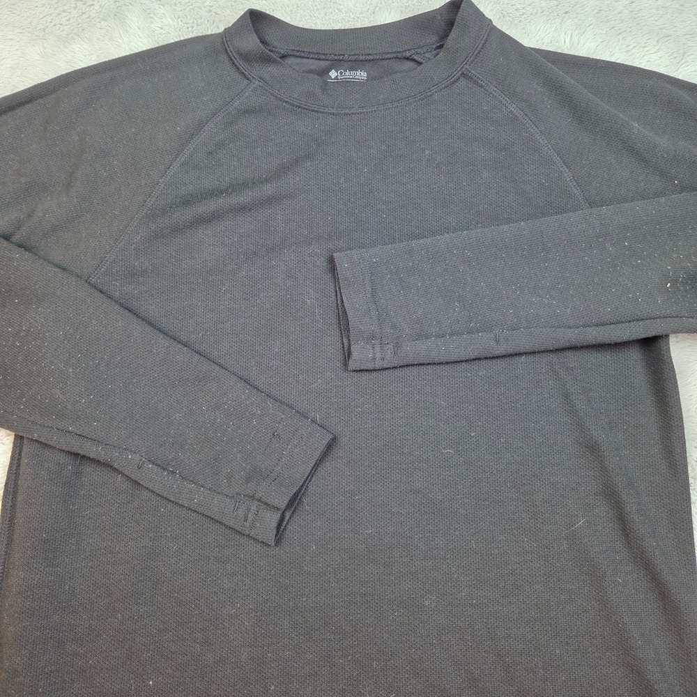 Columbia Omni-Dry Long Sleeve Base Layer Top Mens M Raglan Crew Neck Shirt Black